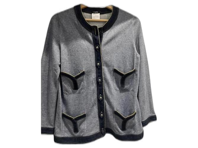 Chanel Jacket Grey Cotton  ref.997124