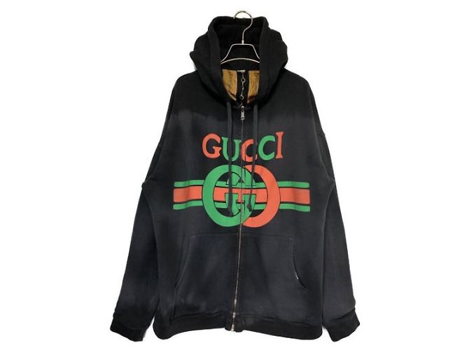 ***GUCCI Kapuzenpullover mit GG-Print und Reißverschluss Grau