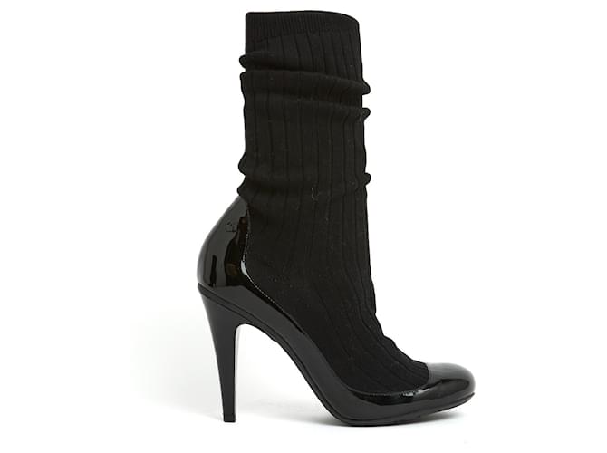 Chanel PE2014 Socks Boots Black EU38.5 Patent leather  ref.997286