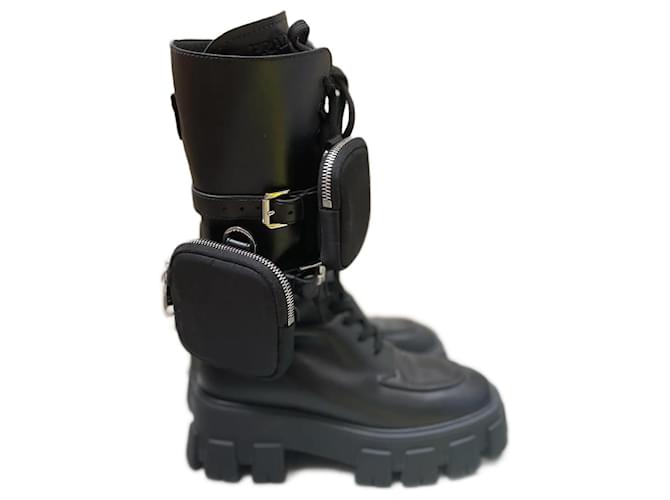 PRADA  Boots T.EU 37 leather Black  ref.997300