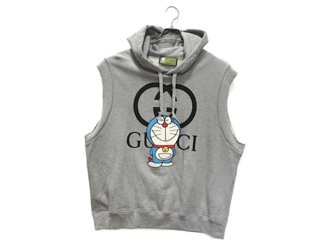 ***GUCCI x Doraemon (Gucci x Doraemon)  collaboration sleeveless hoodie Grey Cotton Polyester  ref.997332