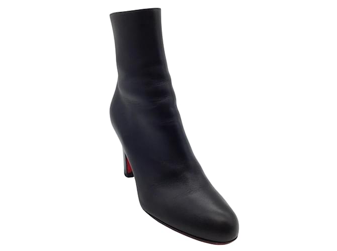 Christian Louboutin Black Leather Round Toe Ankle Boots