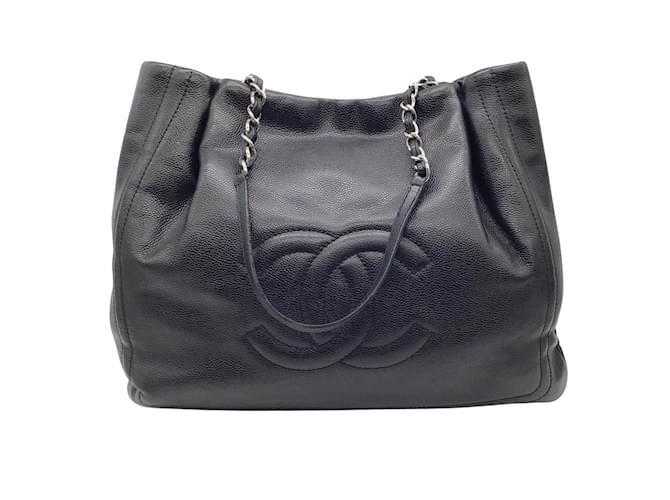 Timeless Zeitlose Chanel-Einkaufstasche aus schwarzem Kaviarleder  ref.997352
