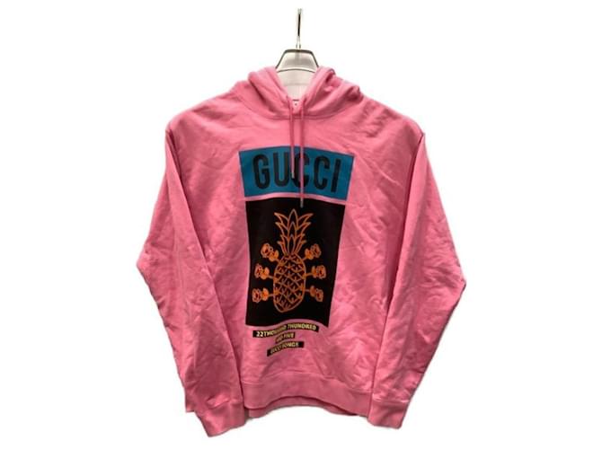 *** GUCCI  pineapple print pullover hoodie Pink Cotton  ref.997356