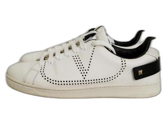 Baskets Valentino Garavani Back Net en cuir blanc