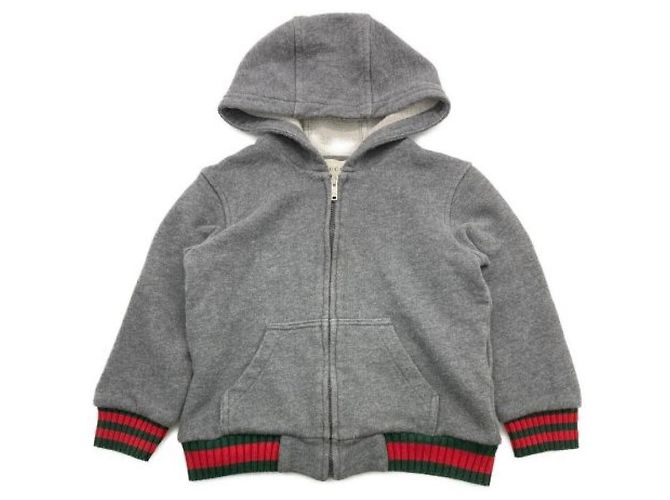 ***Sweat à capuche zippé GUCCI Sherry Line Gris