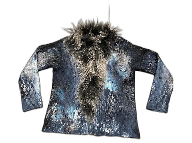 Autre Marque Knitwear Blue Cashmere Wool Fur  ref.997375