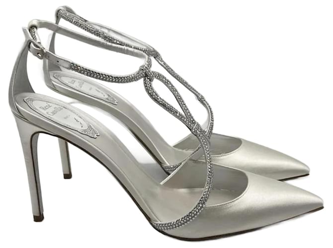 Rene Caovilla Clippy Dark grey Satin  ref.997379