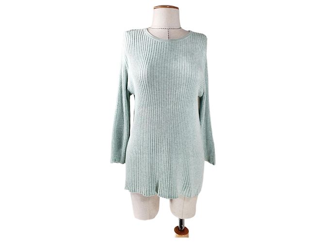 Autre Marque Blusa verde de mistura de algodão e seda