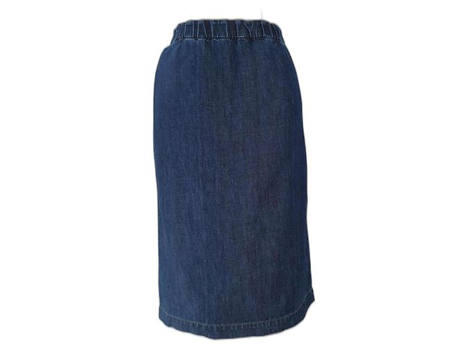 Jupe Marni Bleu Jean Coton Lin