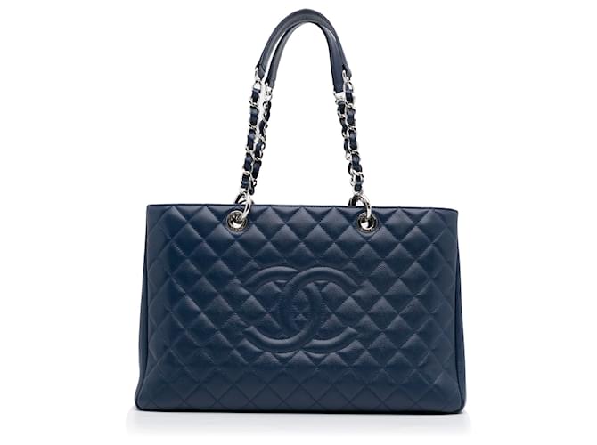Chanel Blue Caviar Grand Shopping Tote Dark blue Leather ref.997594 - Joli  Closet