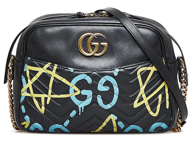 Gucci Black Gucci Ghost GG Marmont Leather Pony-style calfskin  ref.997601