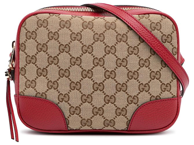 Gucci Red/Beige GG Canvas and Leather Flat Pouch Gucci