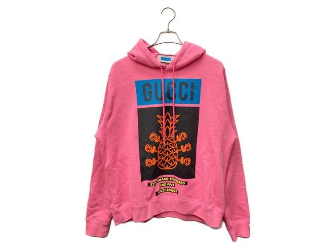 ***GUCCI  pineapple print pullover hoodie Pink