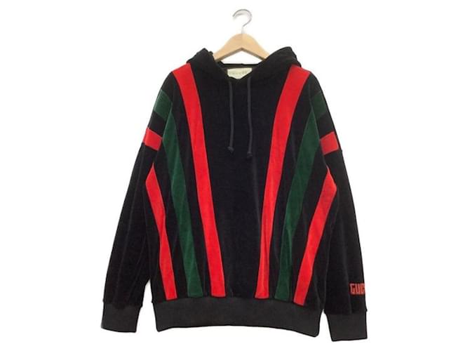 ***GUCCI  velor chenille pullover hoodie Black Red Cotton Polyester Wool Nylon Polyurethane  ref.997720