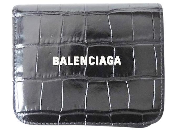 BALENCIAGA Black Cash Card Holder With Strap for Men