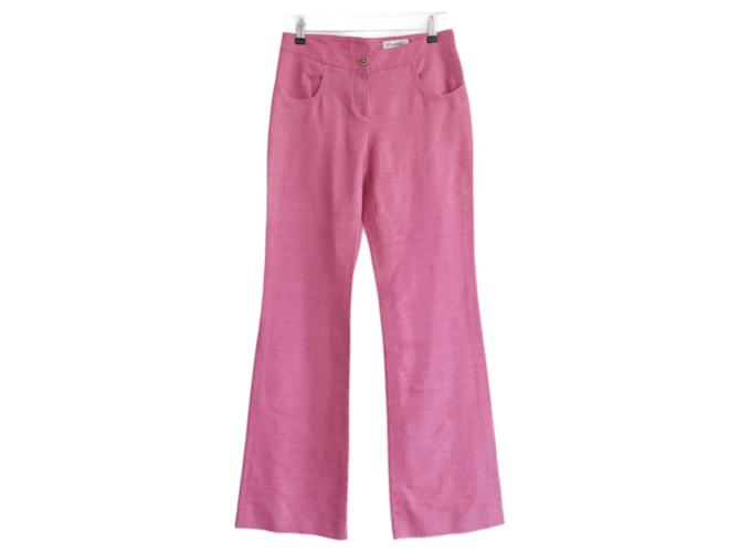 Chanel Spring 2007 Pantalón de campana de seda rosa  ref.998201