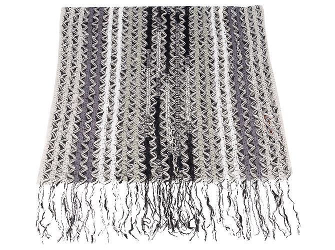 Missoni Chevron-Stricktuch mit Pailletten Weiß