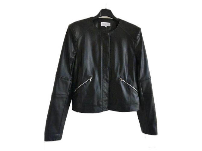 Patrizia Pepe Bikerjacke Schwarz Kunstleder 42