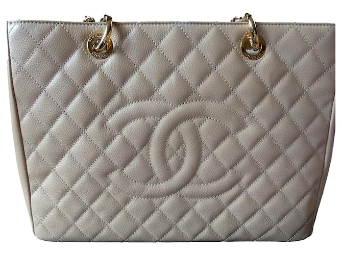 Chanel Totes Beige Leather  ref.998492