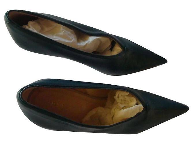 Céline Leather Pumps Blue Petrol