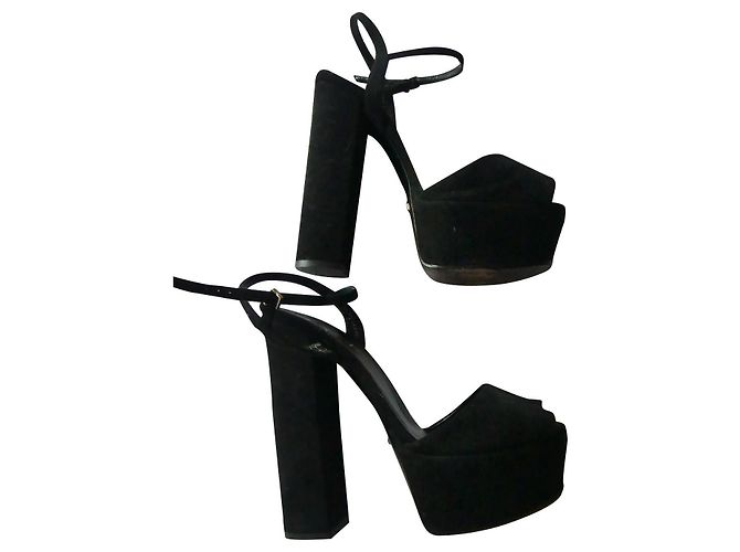 Gucci Black Suede Platform Heels