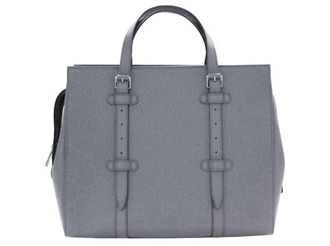 Gucci GG embossé Grey Leather  ref.998537