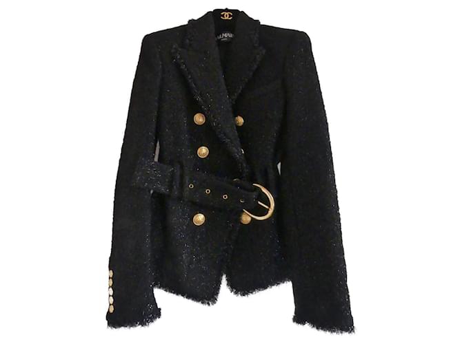 Balmain Jackets Black Wool  ref.998570