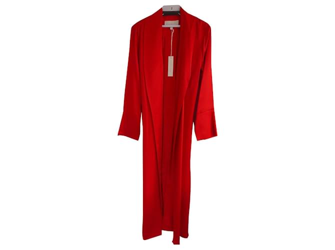 Autre Marque Coats, Outerwear Red Silk  ref.998581