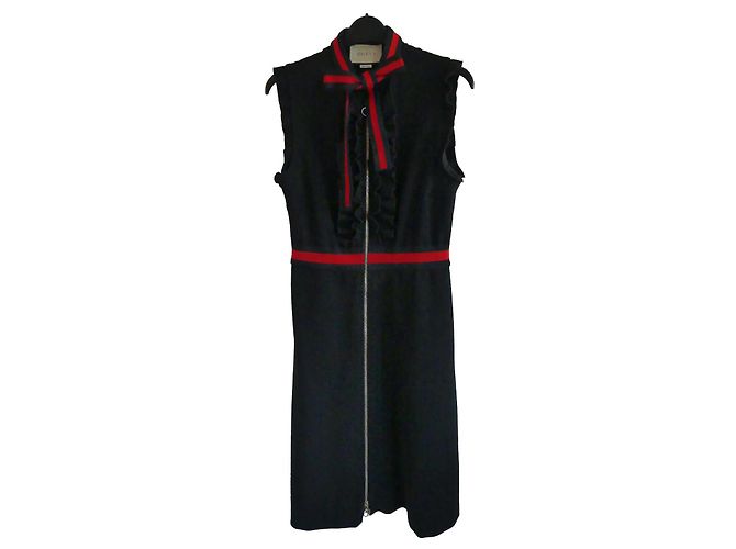 Gucci Kleid Schwarz Viscose mit Webband