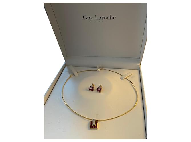 Guy Laroche gold ornament 18 carat rubies and diamonds Golden Yellow gold  ref.998750