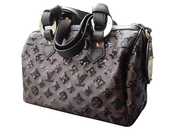 Louis Vuitton Brown Coated Canvas And Black Sequin Monogram