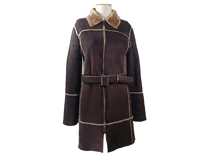 Marella Coats, Outerwear Brown Polyester Acrylic Polyurethane  ref.998791