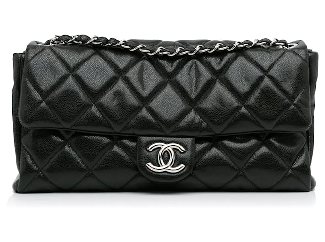 Chanel Black Medium Glazed Caviar Nature Flap Leather ref.998849 - Joli  Closet