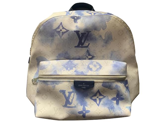 Louis Vuitton mochila Branco Azul Couro  ref.998871