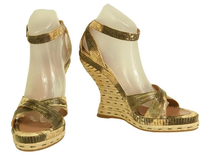 Alaïa Alaia Beige Gray Snakeskin Leather High Heel Wedges Platform Sandals Shoes 40  ref.998912