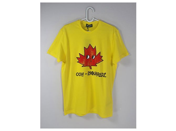 Camiseta Dsquared2 de algodão amarela Multicor Amarelo