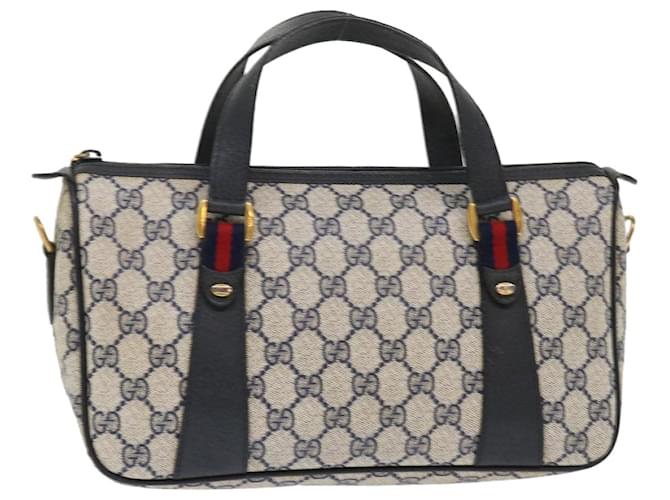 GUCCI Vintage Sherry Line Navy Blue Monogram Tote