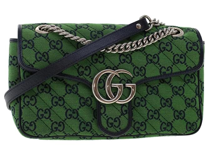 GUCCI GG Marmont Chain Shoulder Bag Green Auth 47997a  ref.999074