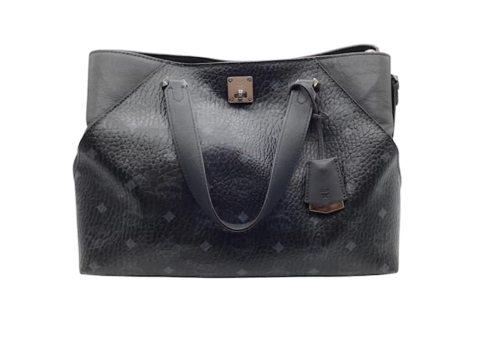 MCM Black Leather Small Studded Tracy Top Handle Bag MCM