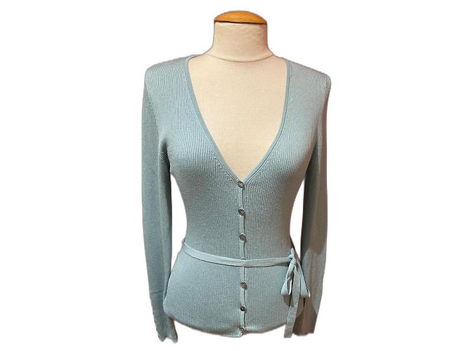 CAROLL Strickjacke Hellblau Viskose Polyamid Größe 40