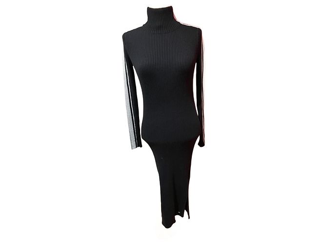 Abito lungo Tommy Hilfiger nero e argento in cotone