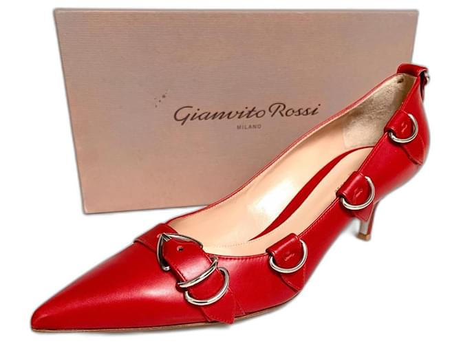 Gianvito Rossi Talons Cuir Rouge  ref.999154