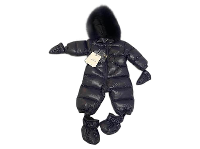 Moncler Boy Coats Outerwear Navy blue Fur  ref.999235