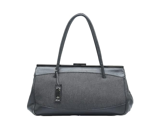Gucci Vintage Denim Leather Trim Handbag 92726 Black  ref.999264