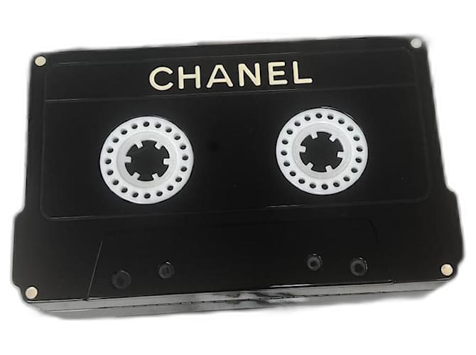Chanel Black Lucite Cassette Tape Clutch Bag
