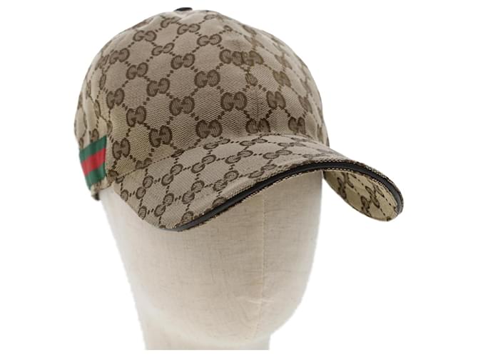 GUCCI GG Canvas Web Sherry Line Cap L Beige Red Green 200035 Auth am4707  ref.999338