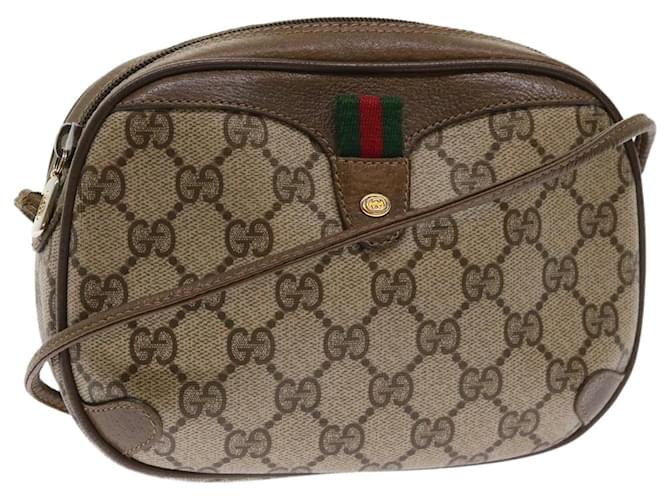 GUCCI GG Canvas Web Sherry Line Shoulder Bag Beige Red 89.02.066 Auth ep1110  ref.999366