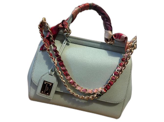 Bolsa Sicily Dolce & Gabbana azul de couro