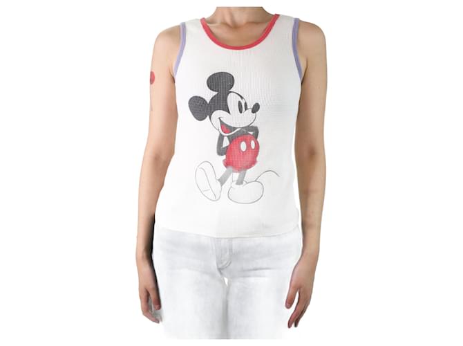 Saint Laurent Cremefarbenes Mickey-Mouse-Waffel-Tanktop – Größe S Roh Baumwolle  ref.999448
